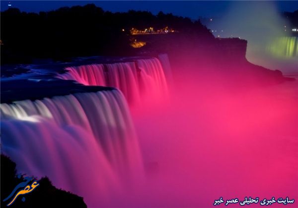 تصاویر دیدنی از نورپردازی آبشار نیاگارا