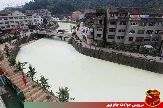 عکس رودخانه ای به رنگ شیر در چین