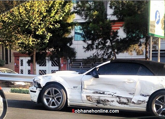 تصادف شدید فورد موستانگ در تهران (عکس)