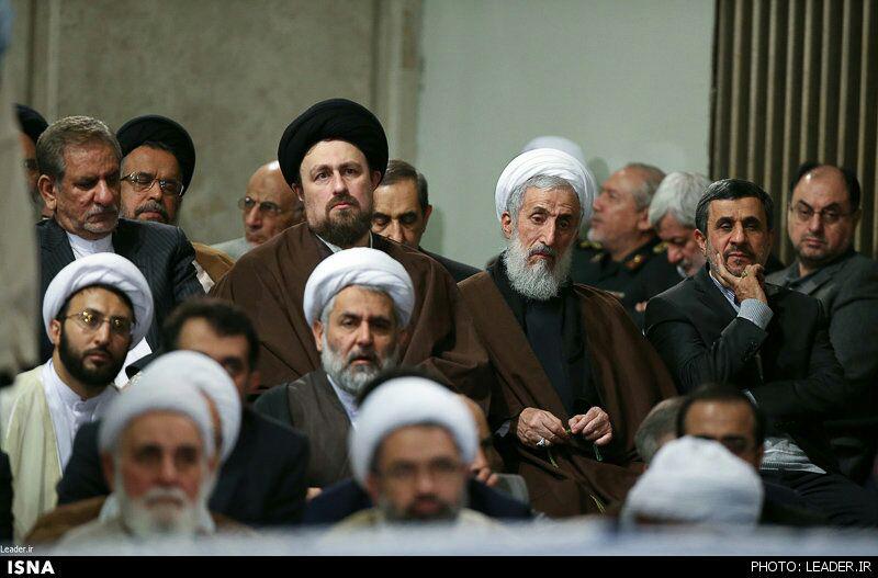 حضور احمدی نژاد، جهانگیری و سید حسن خمینی در دیدار مسوولان با رهبری (عکس)
