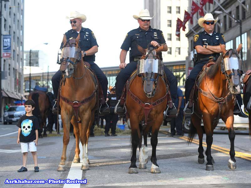 حفاظ جالب اسب های پلیس ضد شورش (عکس)