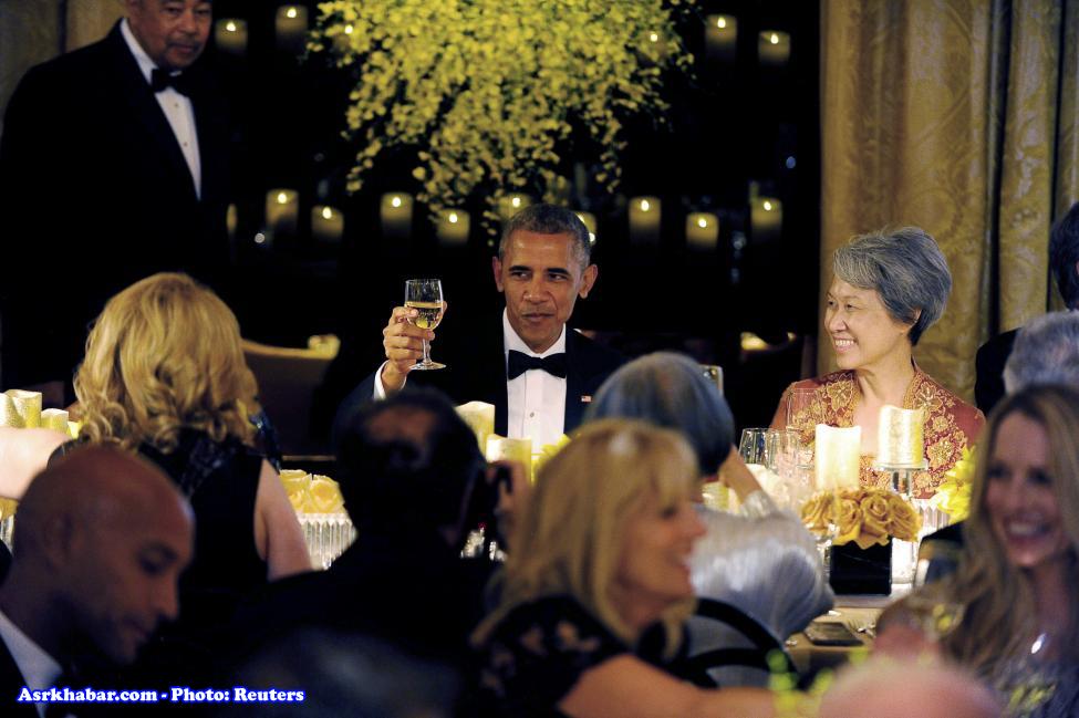 ضیافت شام اوباما با خانم نخست وزیر سنگاپور (عکس)