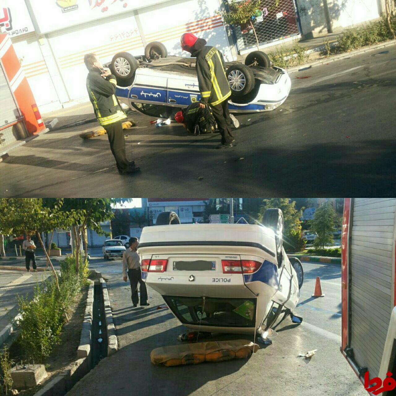 عکس: واژگونی خودرو پلیس در مشهد!