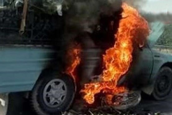 راننده زنده زنده در آتش سوخت(عکس)