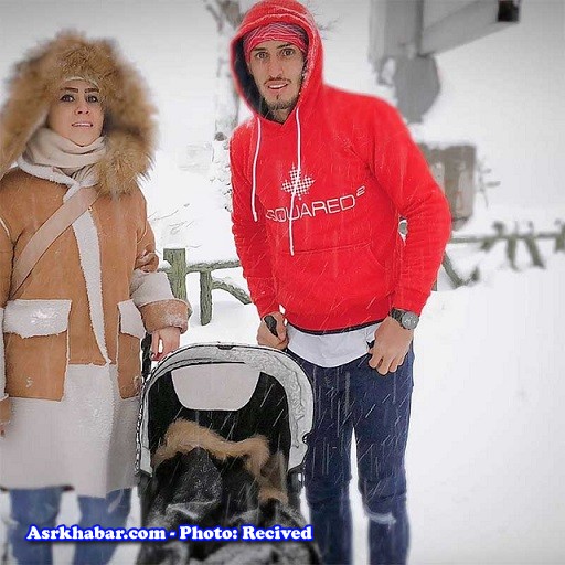 برف بازی ستاره تیم پرسپولیس به همراه همسرش! (+عکس)
