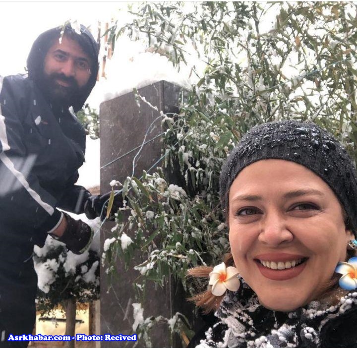 برف بازی بهاره رهنما و همسرش(+عکس)