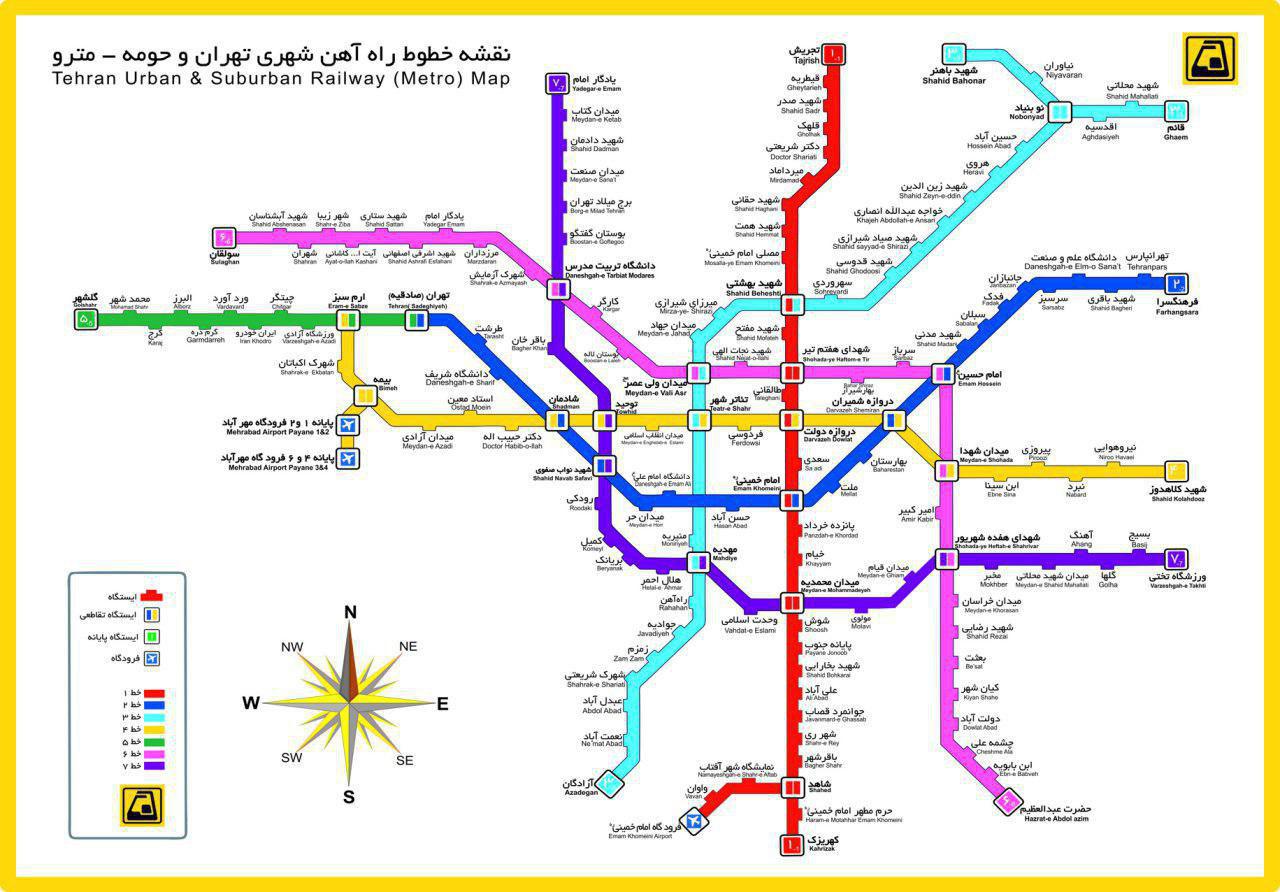 نقشه جديد و کامل خطوط راه آهن شهري تهران و حومه – مترو(+عکس)