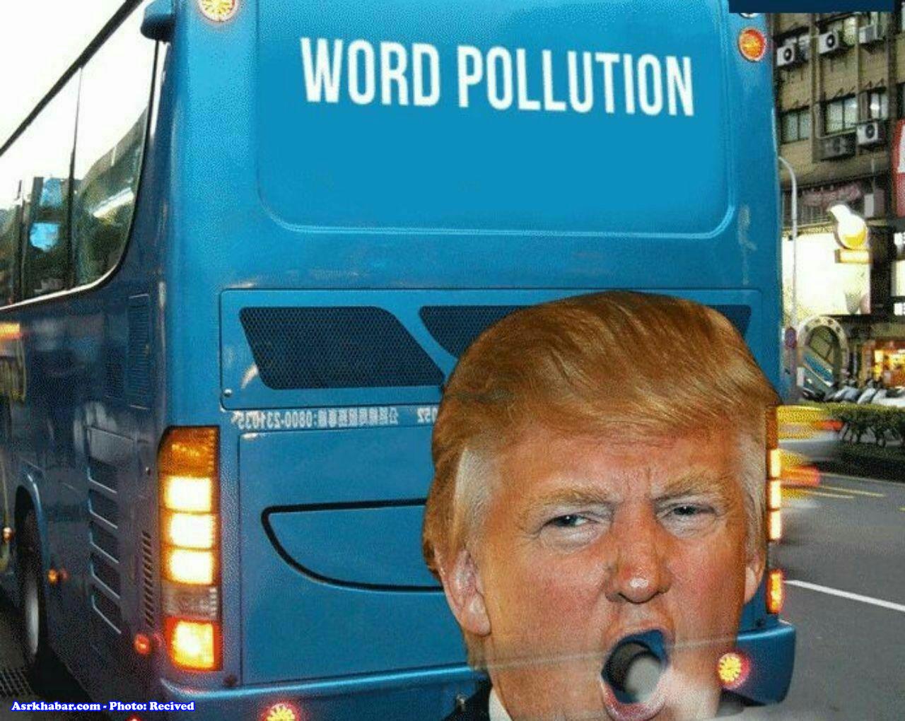 طرح ضد ترامپ بر بدنه اتوبوس (+عکس)