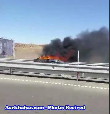 خودروی نماینده خبرگان آتش گرفت(+عکس)
