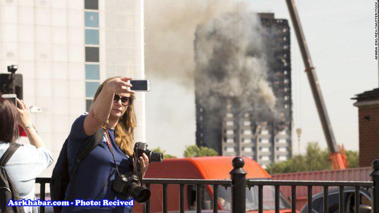 خشم مردم از سلفی گرفتن با برج سوخته گرنفل (عکس)
