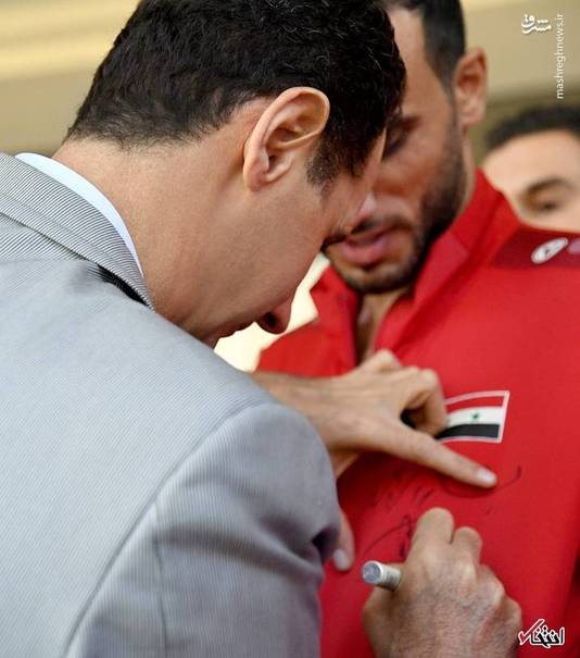 دیدار ۲ فوتبالیست‌ جنجالی سوری با بشار اسد (عکس)
