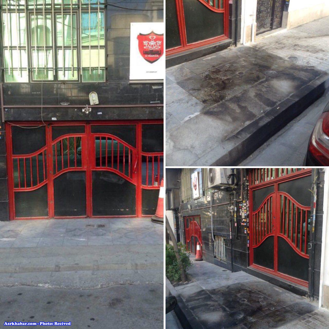 تصاویری از وضعیت فعلی ورودی ساختمان باشگاه پرسپولیس، پس از حمله نافرجام دیشب