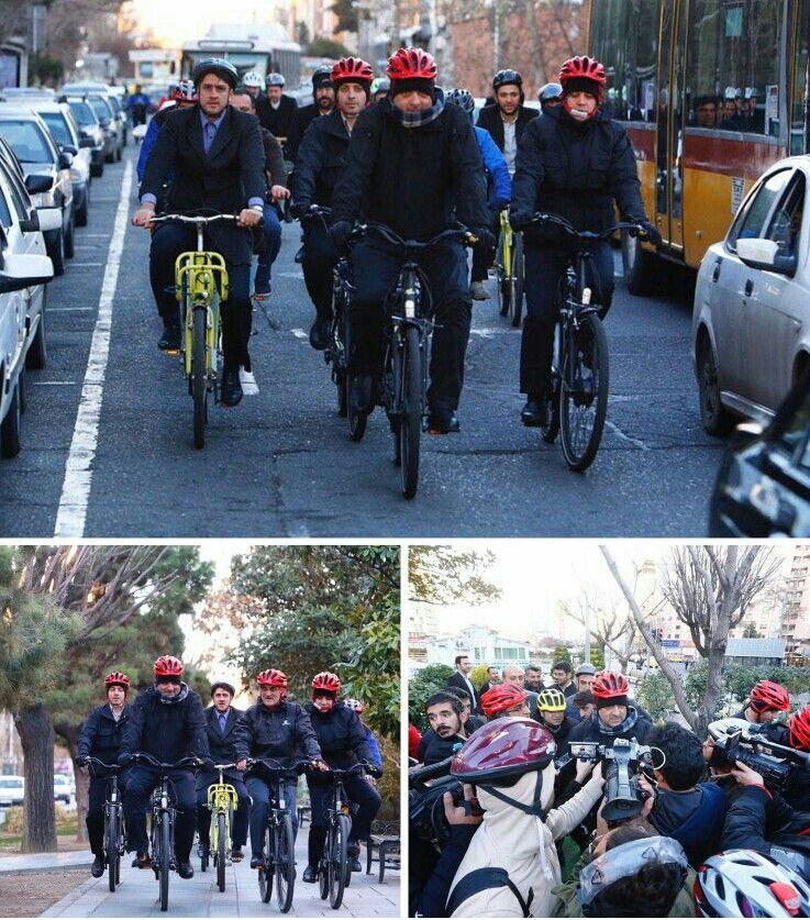 دوچرخه سواری حناچی با خبرنگاران (+عکس)