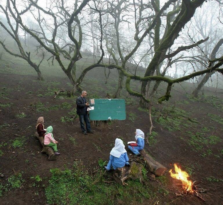 کلاس درس در دِل جنگل‌های تالش (+عکس)