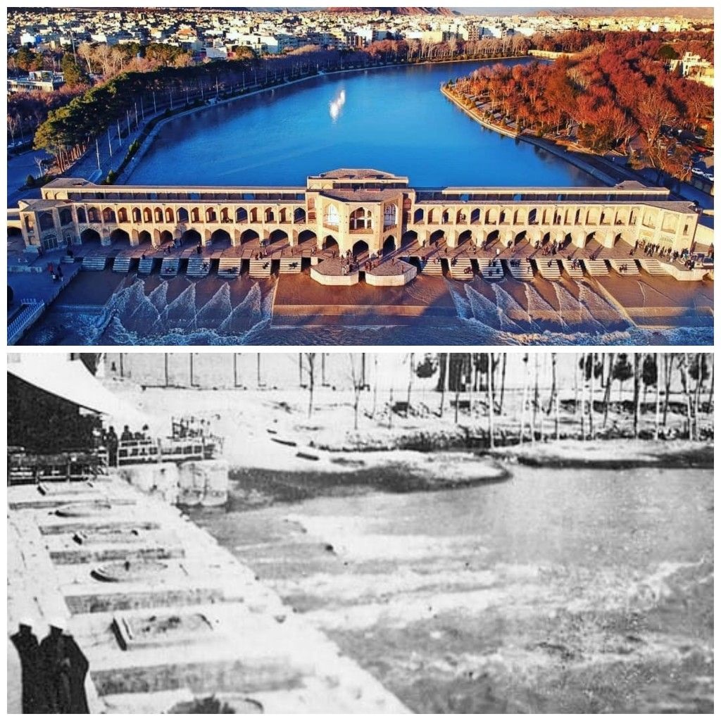 تغییرات پل خواجو اصفهان از سال 1305 تا به امروز (+عکس)