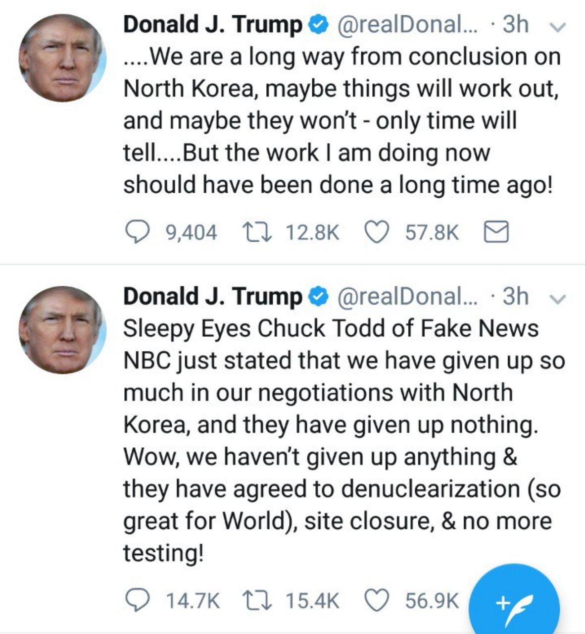 آخرین توئیت‌های ترامپ درباره کره‌شمالی