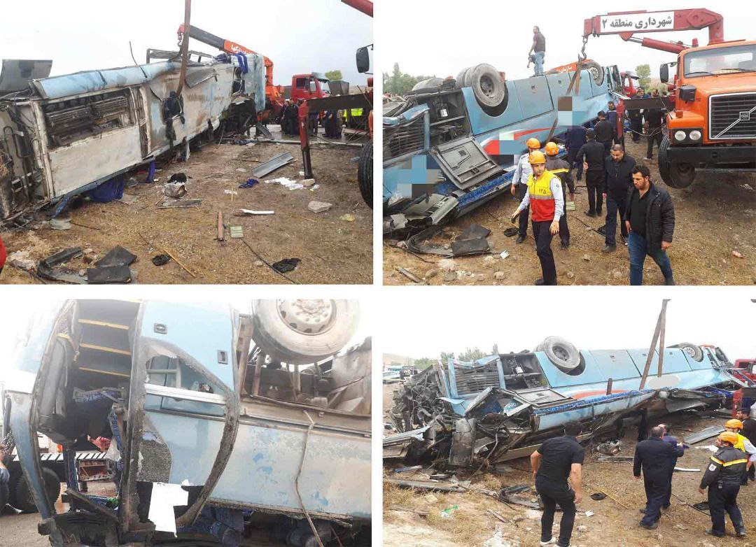 2 کشته و 40 مصدوم در تصادف اتوبوس‌ دانش‌آموزان دختر (عکس)