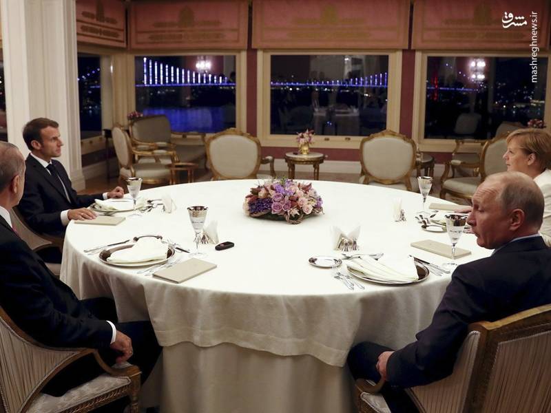 ضیافت شام اردوغان برای پوتین،مرکل و ماکرون (+عکس)