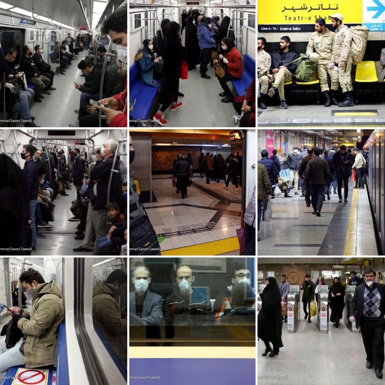 شلوغی امروز متروی تهران با وجود خطر کرونا (+عکس)