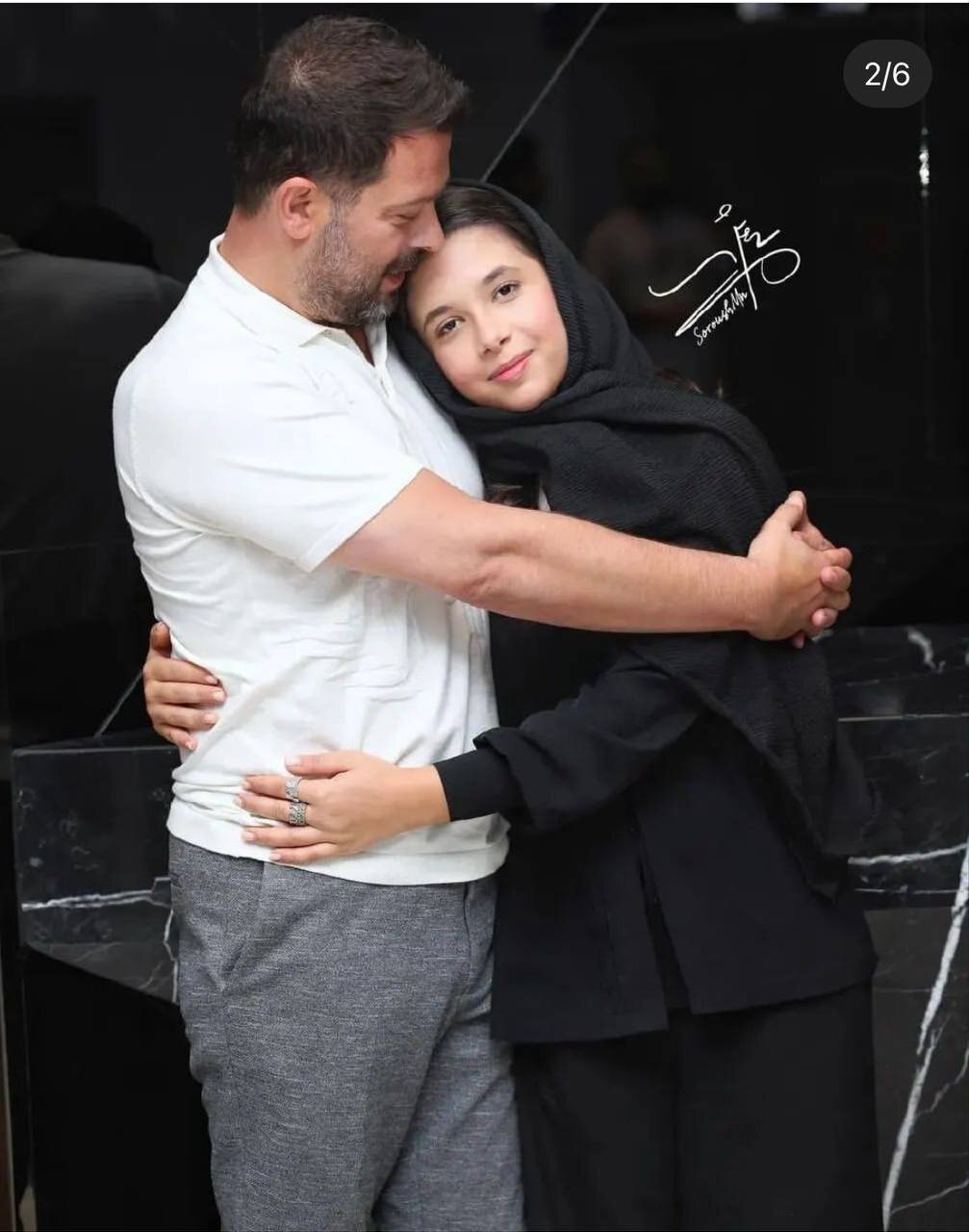 نگاه عاشقانه دختر پژمان بازغی در آغوش پدرش(عکس)