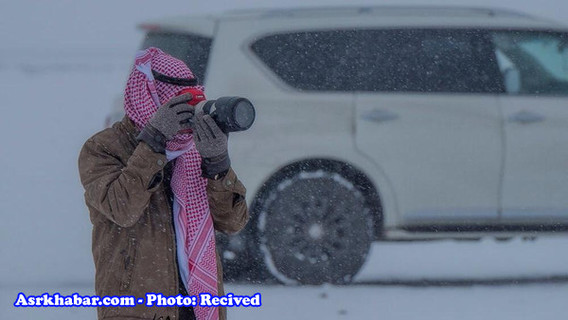 تصاویر جالب از بارش برف در عربستان