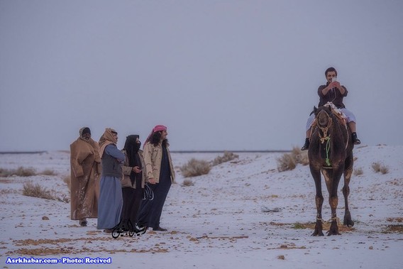 تصاویر جالب از بارش برف در عربستان