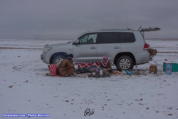 تصاویر جالب از بارش برف در عربستان