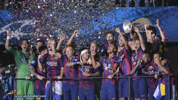 جشن قهرمانی بارسلونا (عکس)