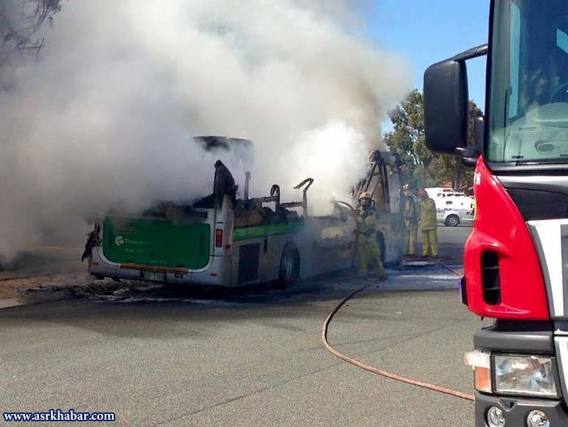 راننده اتوبوس 15 مسافر از آتش نجات داد (+عکس و فیلم)