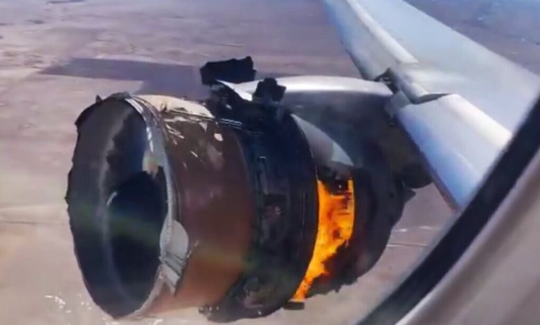 آتش‌سوزی موتور یک هواپیما روی آسمان کیش
