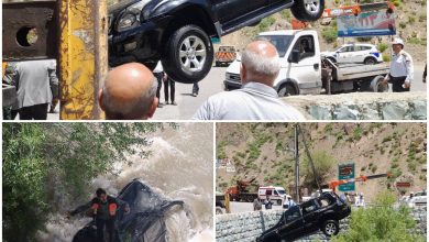 سقوط خودرو پرادو به داخل رودخانه کرج/۲ سرنشین نجات پیدا کردند