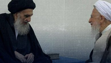 تصویری از دیدار امروزِ آیت‌الله جوادی آملی با آیت‌الله سیستانی