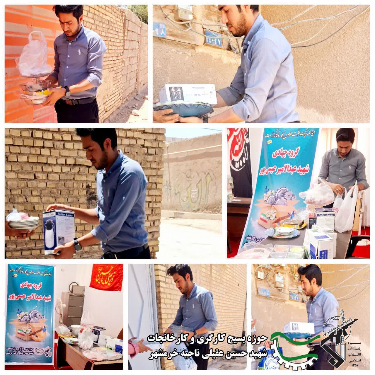 توزیع پرس‌های غذایی گرم و گوشت بین نیازمندان توسط گروه جهادی کارگری در خرمشهر