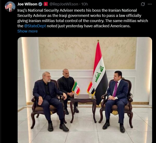 واکنش سناتور آمریکایی به توافق امنیتی تهران-بغداد:عراق درحال واگذاری «کنترل کامل کشور» به شبه‌نظامیان مورد حمایت ایران است