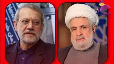قدردانی دبیرکل حزب الله لبنان از ایران در دیدار با لاریجانی