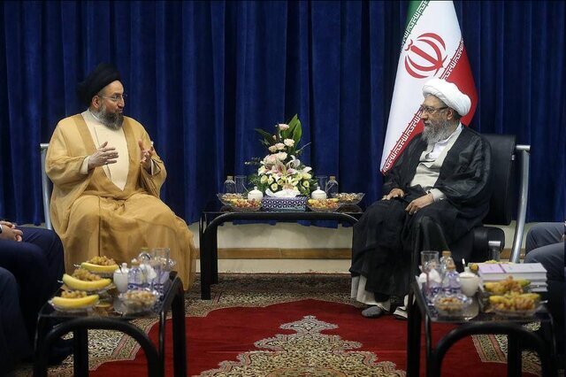 بررسی آخرین تحولات منطقه و راه‌های تحقق ثبات و امنیت در کشورهای اسلامی یکی از موضوعات رایزنی صادق لاریجانی با سیدعمارحکیم بود