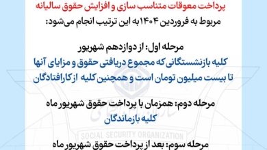 اطلاعیه سازمان تأمین اجتماعی درباره زمان‌بندی پرداخت معوقات بازنشستگان و مستمری‌بگیران