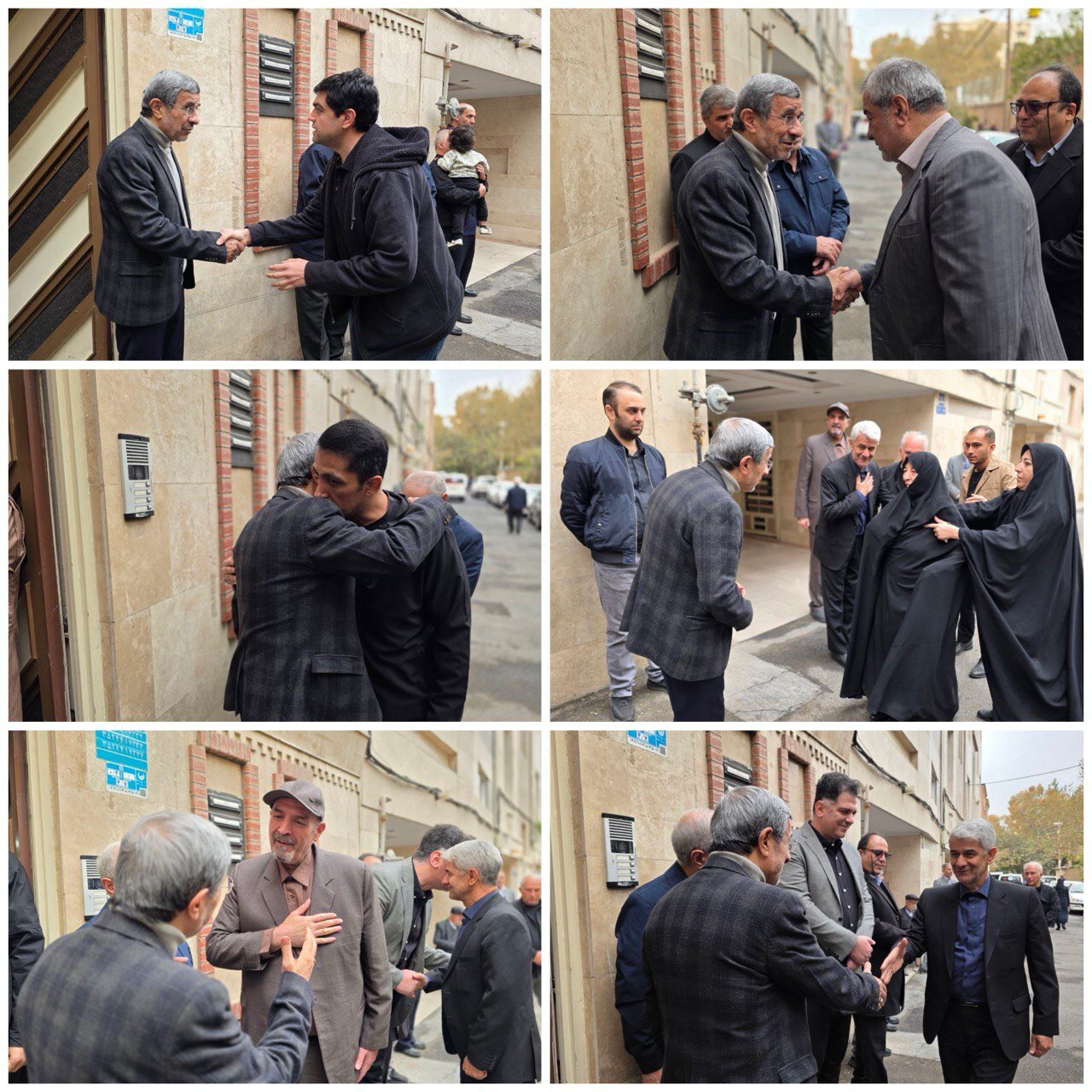 تصاویری از تسلیت گفتن برخی هواداران احمدی نژاد مقابل منزل شخصی او بابت درگذشت خواهرش