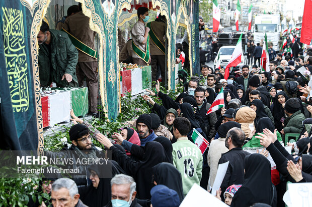 مراسم تشییع پیکرهای مطهر شهدای اغتشاشات تروریستی آمریکایی صهیونیستی