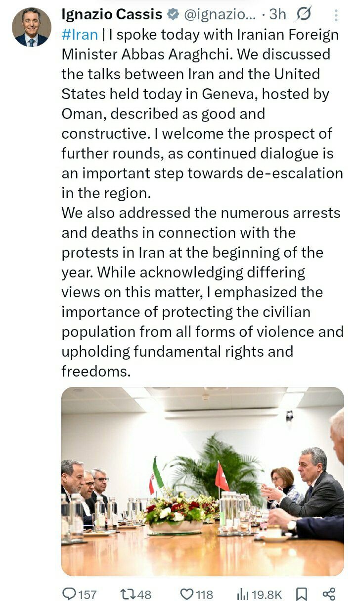 پیام وزیر خارجه سوئیس پس از دیدار با عراقچی/ عکس