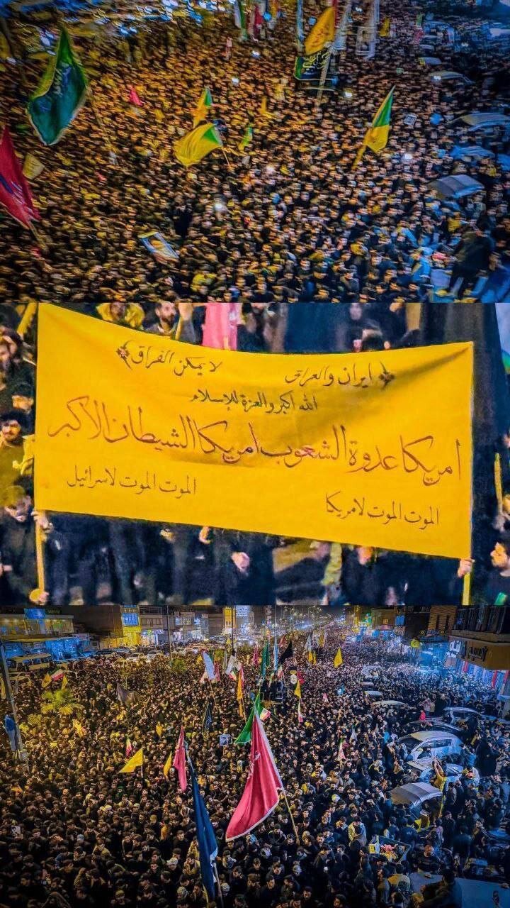 تصویری حیرت آور از عزاداری شیعیان بصره در پی شهادت رهبر انقلاب/ عکس