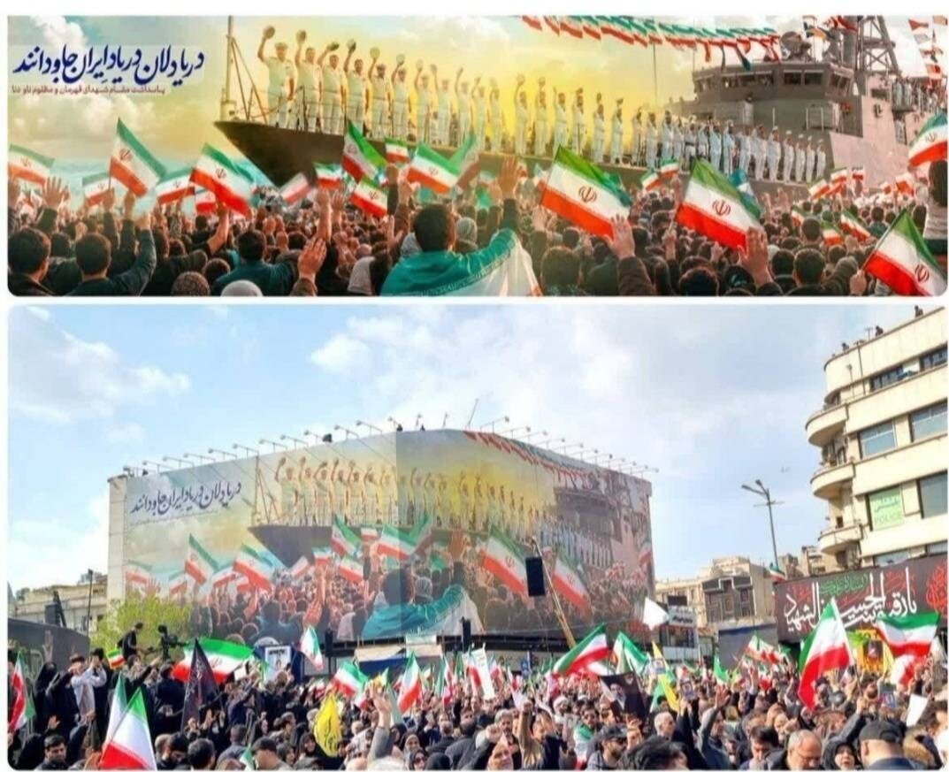 دیوارنگاره جدید میدان انقلاب؛ دریادلان در یاد ایران جاودانند