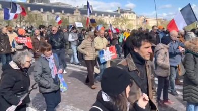 صدها فرانسوی با شعار «نه به کاهش برنامه‌ریزی‌شده جمعیت» مخالفت خود را پیوستن فرانسه به جنگ علیه ایران اعلام کردند