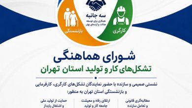 تشکیل شورای هماهنگی تشکلهای کار و تولید استان تهران؛ تأکید بر همصدایی برای پیگیری مطالبات مشترک