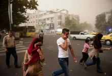 وزش باد همراه با خیزش خاک در تهران